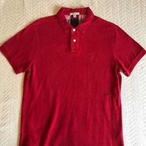 Burberry Brit Mens Red Cotton Polo Shirt - Large